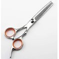 thumbnail image 5 of Tijeras profesionales para cortar el cabello de 6 pulgadas con tijeras de entresacar de barbero, acero inoxidable azul., 5 of 5