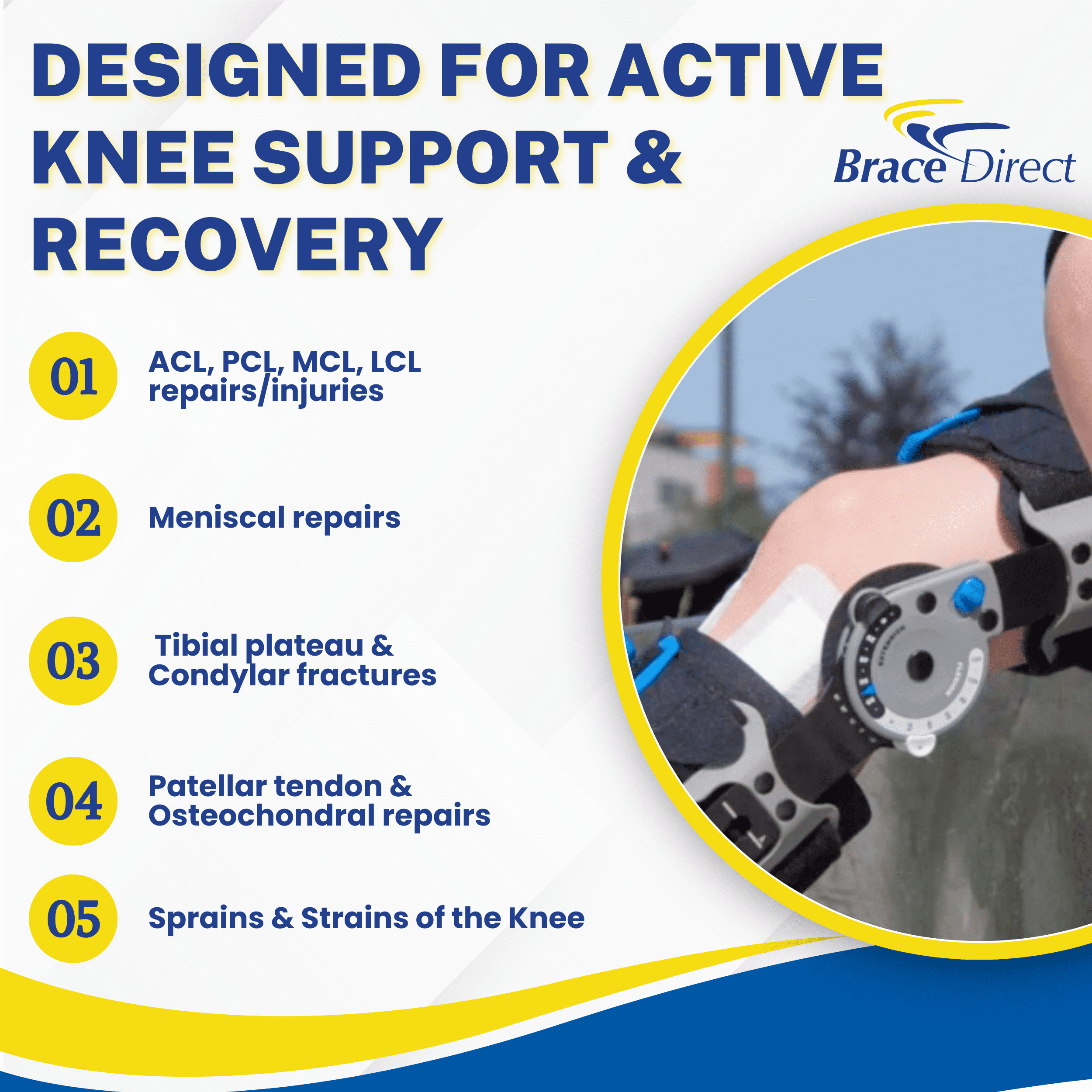 Ossur Rebound Post-Op Knee Brace L1832 Adjustable ROM