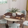 thumbnail image 2 of Vintage Coffee Time Fitted Tablecloth with Elastic Edged, Round Table Cloth for Dining Table, Farmhouse Desserts Beige Burlap Waterproof Oil Proof Table Cover for Indoor Outdoor 36"-44", 2 of 8