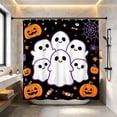 thumbnail image 4 of Lilixerw Halloween Shower Curtain Decoration, Cute Ghost Pumpkin Spider Printed Bath Curtain with 12 Hooks, for Bathroom, Shower Stall and Holiday Home Refresh, 70.87x70.87 inch, 4 of 6