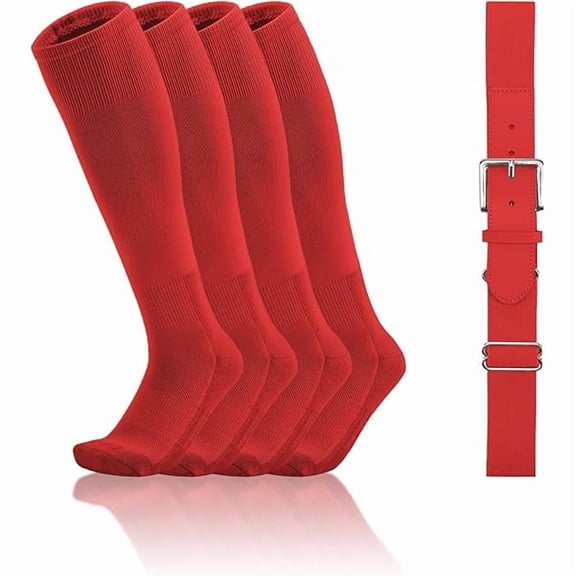 Eryueer Toddler Baseball Socks And Belt Youth Softball Tee Ball Combo Set for Boy Girl (2 Pairs of Socks & 1 Belt)