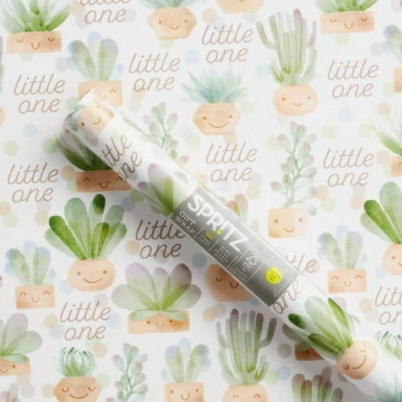 Little One Plants Baby Wrapping Paper -  Floral Botanical Gift Wrap for Baby Shower, Multicolor Earth Tones