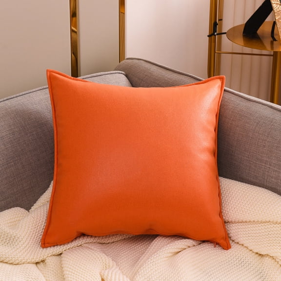 Taibuwu Faux Leather Throw Pillow Covers 18 X 18 Inches - Leather Pilow Covers Pack of 2, Solid Dyed Leather Pillowcases for Couch Bed Sofa Garden Home Decorative