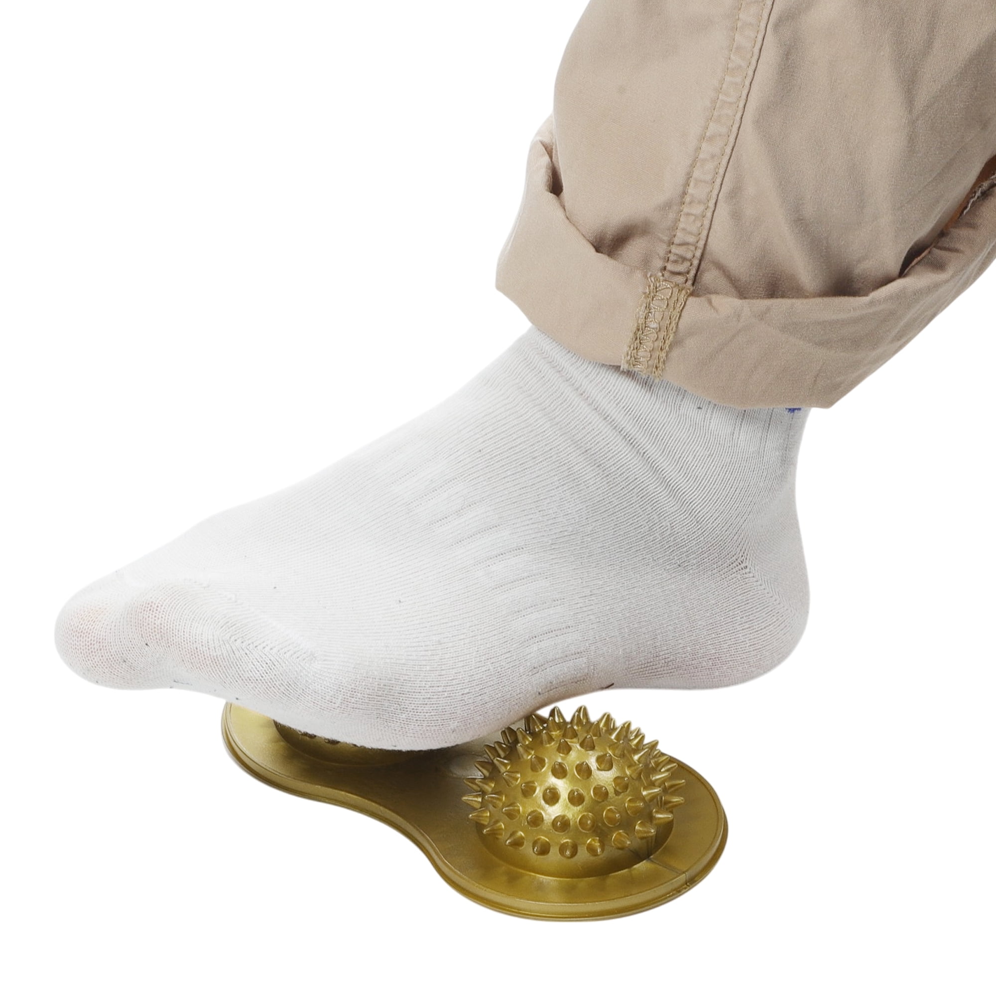 Unique Bargains Durable Useful 1 Pc Double Sphere Foot Massager for Home Gold Tone