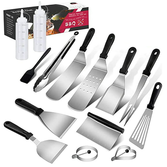 Swtroom Griddle Accessories Kit, 14Pcs BBQ Griddle Kit, Flat Top Grill Accessories for Outdoor Grill, Professional BBQ Grill Tools Set for Outdoor BBQ & Teppanyaki and Camping