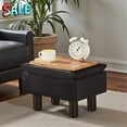 thumbnail image 2 of Tcbosik Small Upholstered Storage Ottoman, 300LB Weight Capacity Footrest with Non-Slip Pads, Minimalist Rectangle Low Stool for Bedroom, Dorm, Office, Living Room, Easy Assembly, Black, 2 of 7