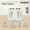 thumbnail image 2 of Haden Starbeck 4 Slice Wide Slot Stainless Steel Toaster, White & Chrome, 2 of 9