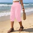 thumbnail image 6 of Plus Size Women's Plus Size Loose Fit Elastic Waist Pleated Casual Pants with Pockets, Dressy Trousers for Business Casual Office Summer, Mid Waisted Capri Pants for Women, 6 of 9
