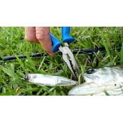 Cuda Bent Nose Fishing Plier Tool with Ring Splitter and Crimper, 7, Carbon Steel, Blue