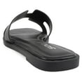 thumbnail image 3 of Soda Shoes Women Slip-On Cushioned Sandals H-Band Flat Flip-Flops Slides Square Toe KNIT-S All Black PU 8.5, 3 of 5