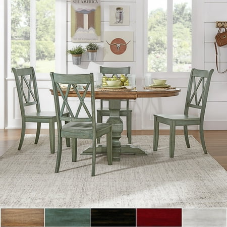 Tribecca Home Eleanor Oak And Antique Sage Green Solid Wood Oval Tribecca Home Eleanor Oak And Antique Sage Green Solid Wood Oval Table 5 Piece Double