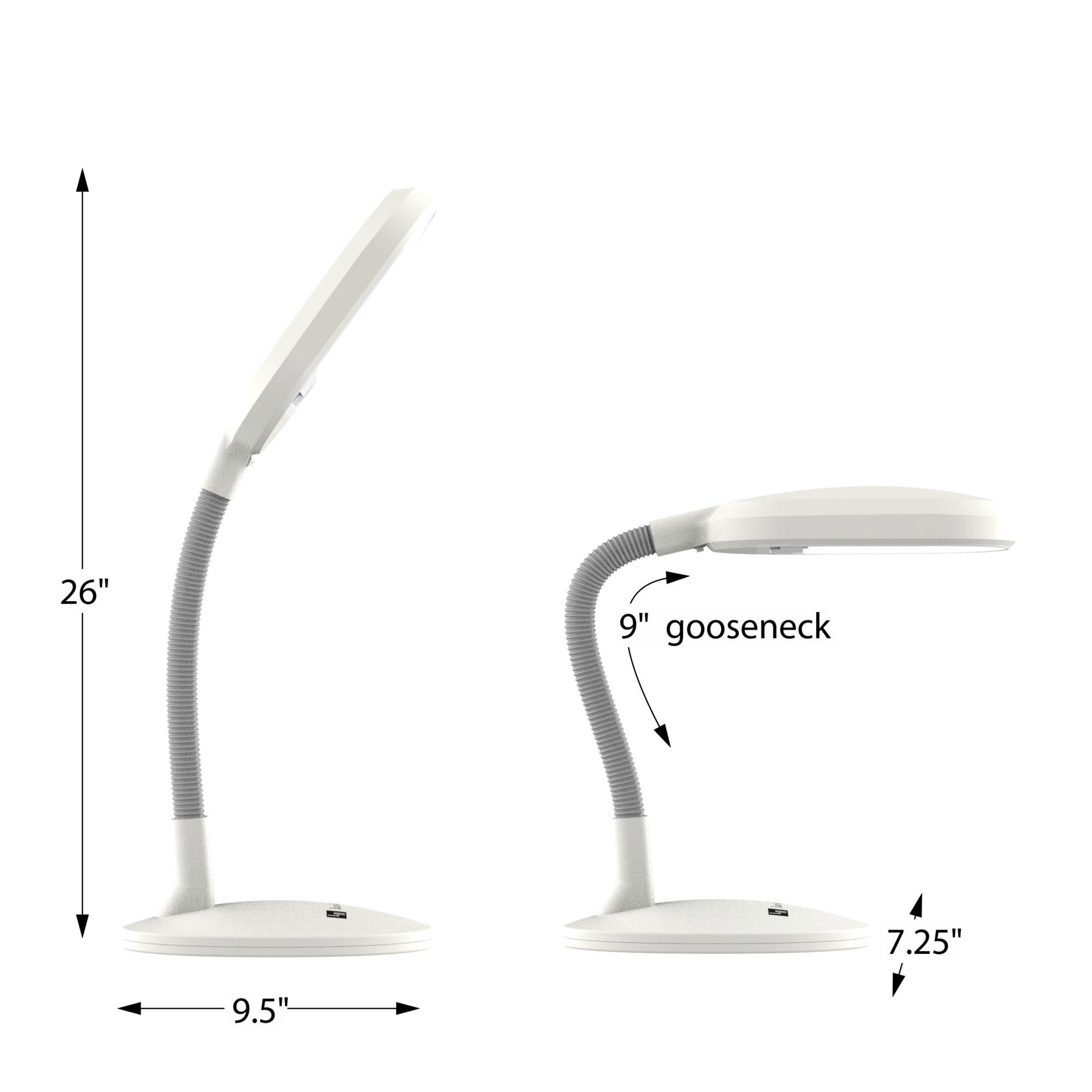 Lavish Home Natural Sunlight Gooseneck Desk and Table Lamp (White)