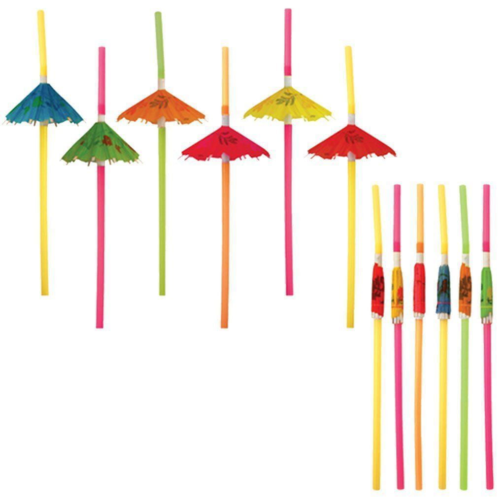 36 Cocktail Umbrella Straw Tropical Hawaiian Party Accessories Assorted Colour 