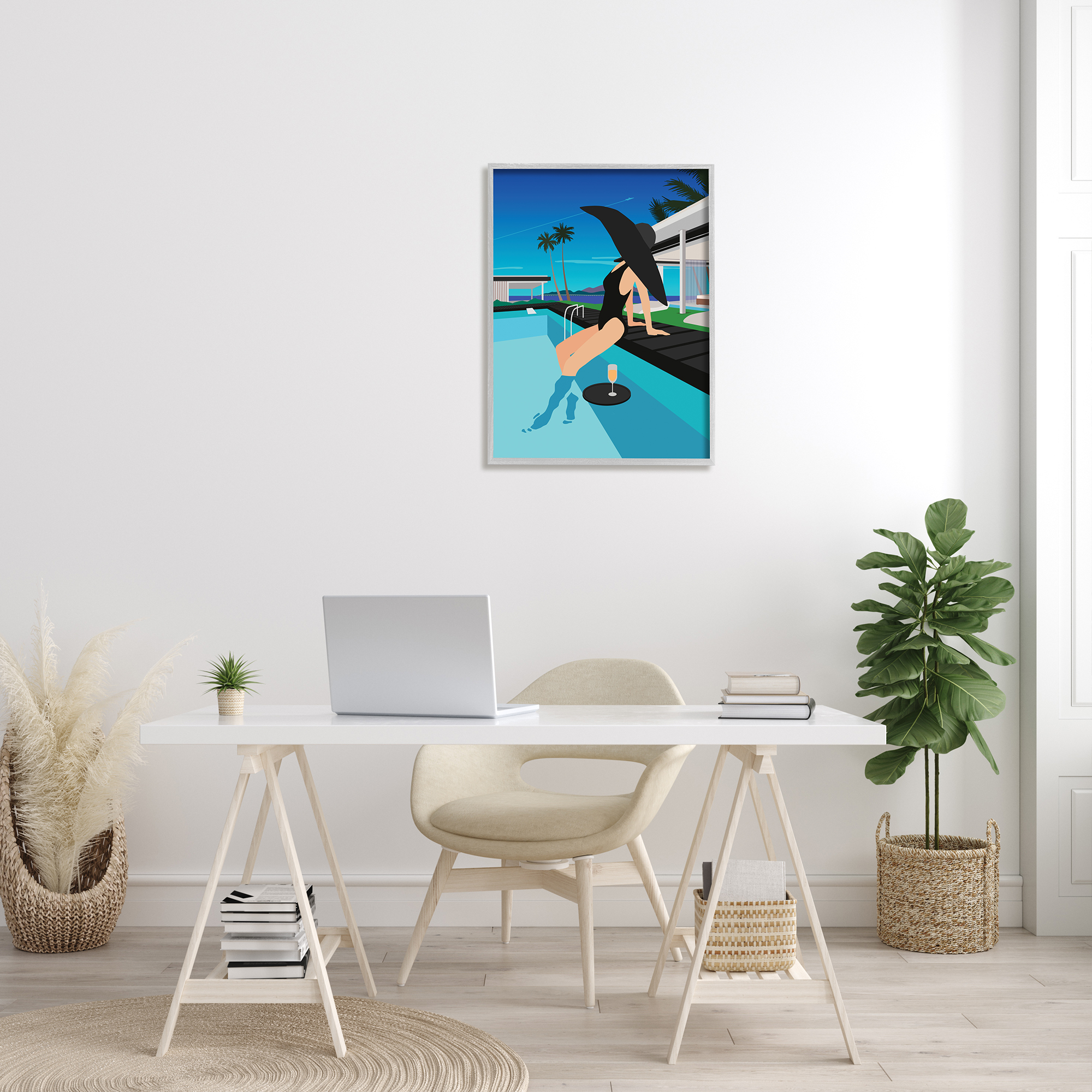 Stupell Industries Glam Fashion Relaxing Poolside Floating Drink Tray, 24 x 30, Designed by Ziwei Li