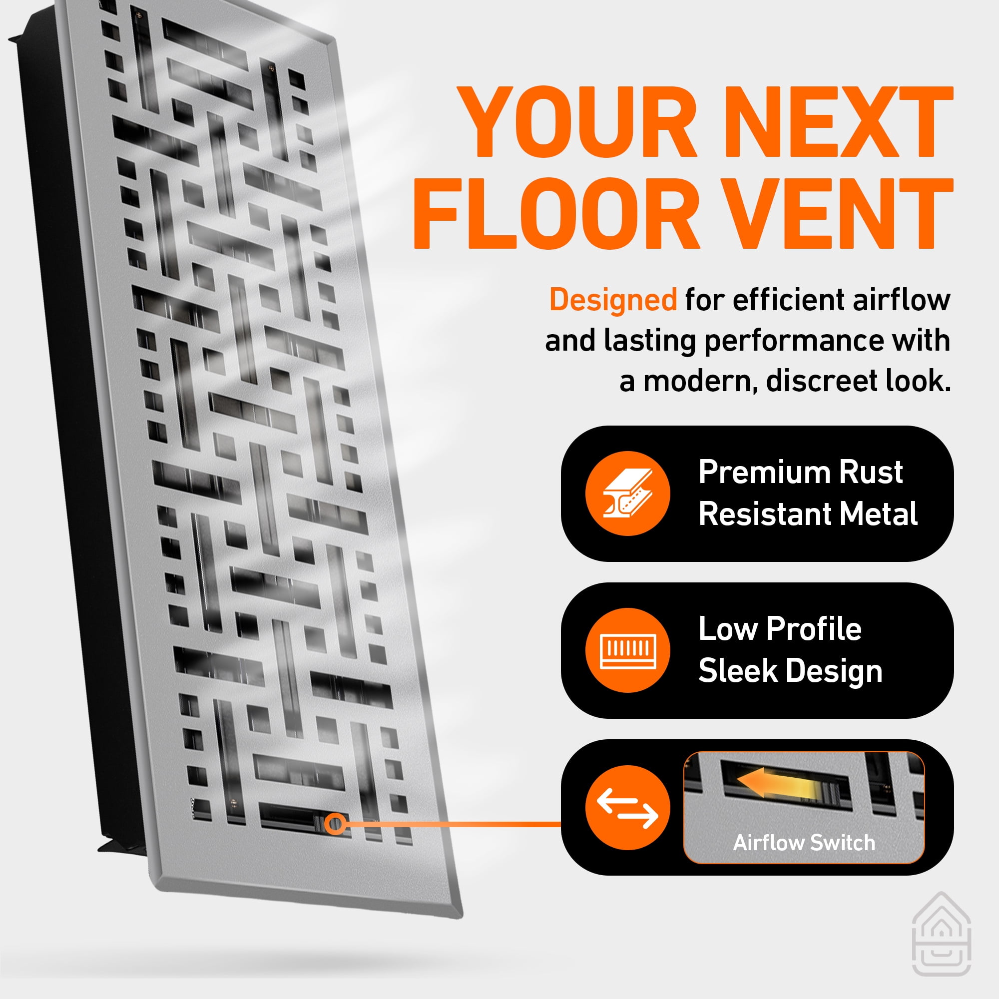 2x10 Floor Vent Covers Floor Register with Mesh Cover Trap, Heat and Air, Walkable Metal Floor Register for HVAC Duct, Basketweave, Light Grey