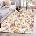 thumbnail image 3 of Vintage Flowers Area&nbsp;Rug 4x6ft Beige Pinkplants Lily Modernism Non-Slip&nbsp;Washable Square&nbsp;Rugs Soft Felt Indoor Floor Mat for Bedroom Kitchen Living Room Bathroom, 3 of 9