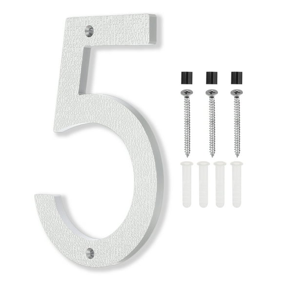 8 Inch House Numbers, House Address Numbers Sign Large Floating House Numbers Modern House Numbers with Screws for Outside Door Wall Street, Silver, 5