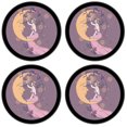 thumbnail image 2 of Silicone Non-Slip Drink Coasters with Removable Printed Absorbent Felt Pad - Set of 4 - Moon & Woman with Purple Background, 2 of 3