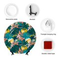 thumbnail image 4 of Salouo Hawaiian Style Pattern Bone China Decorative Plate,Holiday Decor Decorative Ceramic Plates with Stand Elegant Home DéCor for Hallway/Living Room/Bedroom-7in, 4 of 6