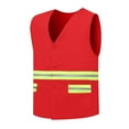 thumbnail image 2 of Fengqque Safety Jacket for Men,Sleeveless V-neck Breathable Mesh Waterproof High Visibility Reflective Jacket with Pockets and Zipper Workwear Jacket Red XXL, 2 of 9