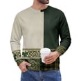 thumbnail image 3 of Dwelliawo Long Sleeve T Shirt Men Print Waffle Knit Long Sleeve T Shirt Casual Saint Patrick's Irish Clover Slainte Clover Graphic Shirts Round Neck Outfit Fluorescent Green L, 3 of 5