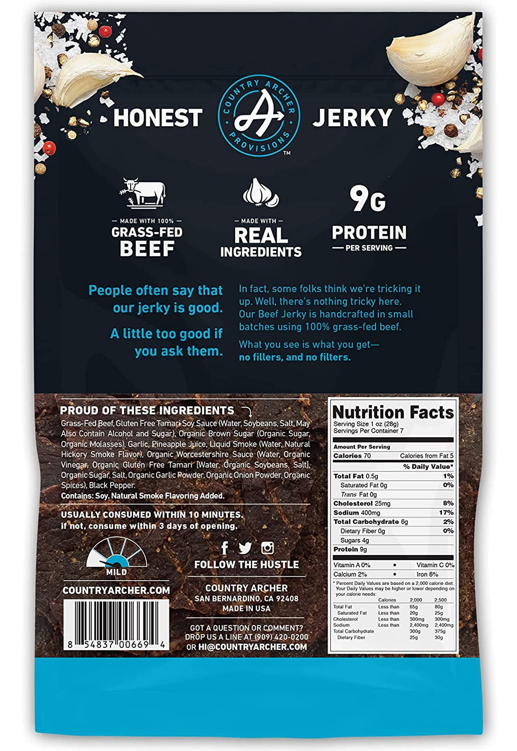 Country Archer Jerky Beef Original 7 Ounces Pack Of 8