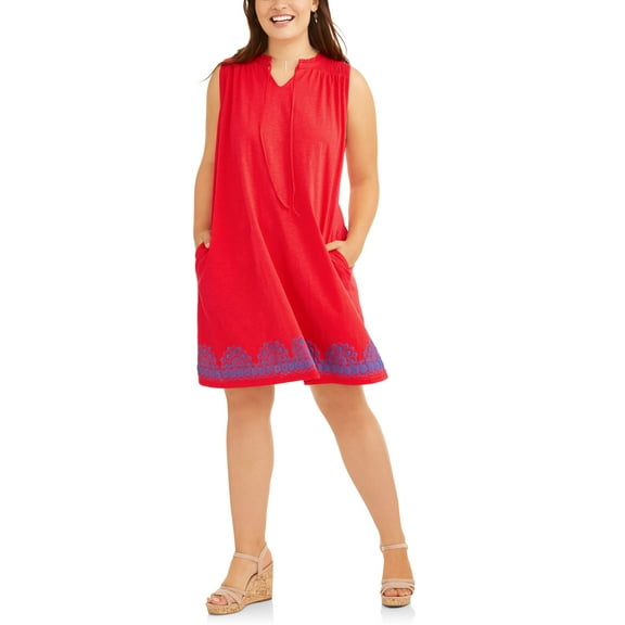 Women's Plus Sleeveless Knit Dress with Hem Detail