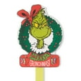 thumbnail image 2 of Dr Seuss' The Grinch Who Stole Christmas, Grinch Wreath, 15 inch Tall Yard Stake, MDF, Multi-Color, 2 of 4