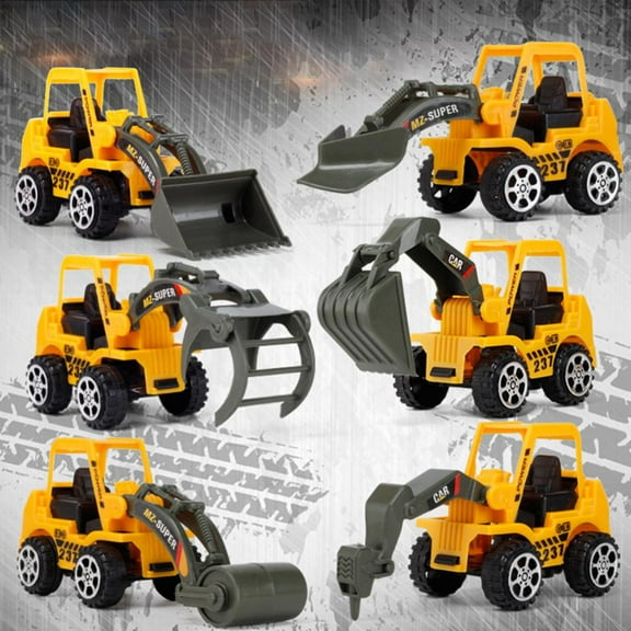 Godderr Mini Excavator Toy Kids Toy Boy Truck Engineering Models Digger Toy 6 Pcs