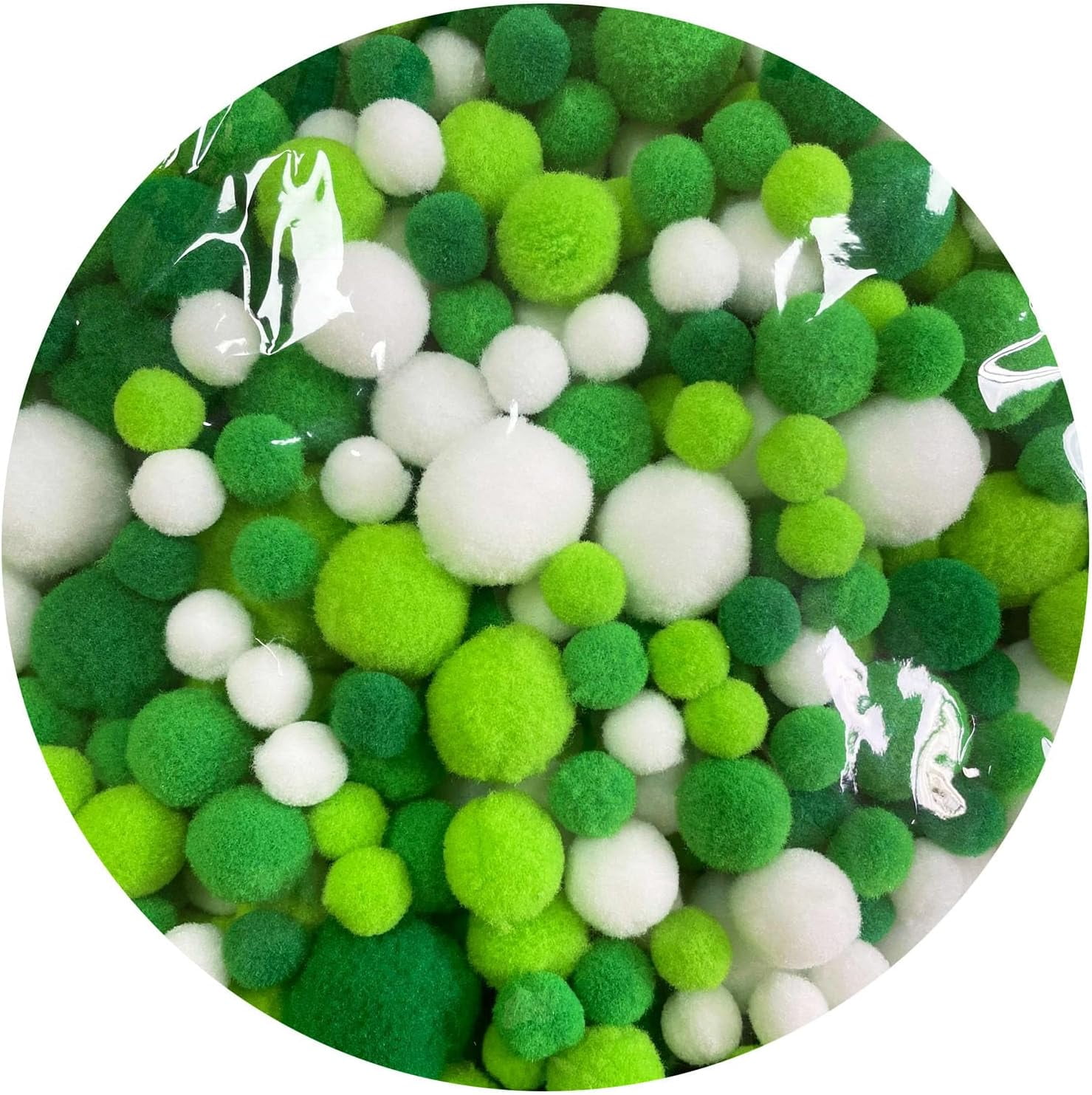 1000 Pcs 5 Sizes 1 cm to 3 cm Fuzzy Pom Poms Balls, Assorted Pompoms Balls for Arts and Craft Making Decorations (Green Series)