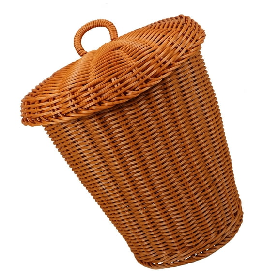 Pretyzoom Handmade Brown Decorative Woven Storage Basket Rustic Sundries Container for Home and Study