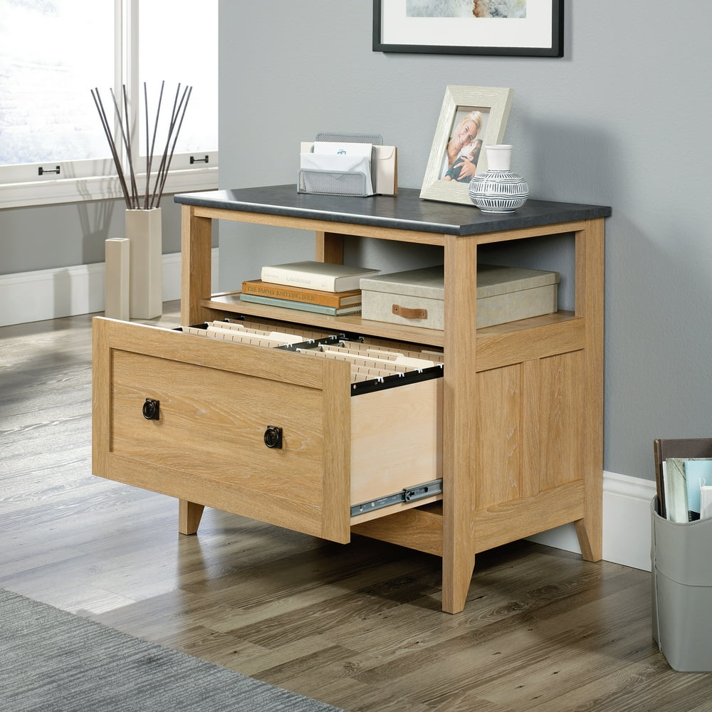 Sauder August Hill Lateral Filing with Open Shelf, Dover Oak