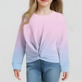 thumbnail image 2 of Tao Tao Girls Casual Twist Front Lightweight Sweatshirt Tie Dye Printed Long Sleeve Crop Tops Pullover Blue 5 Years, 2 of 6