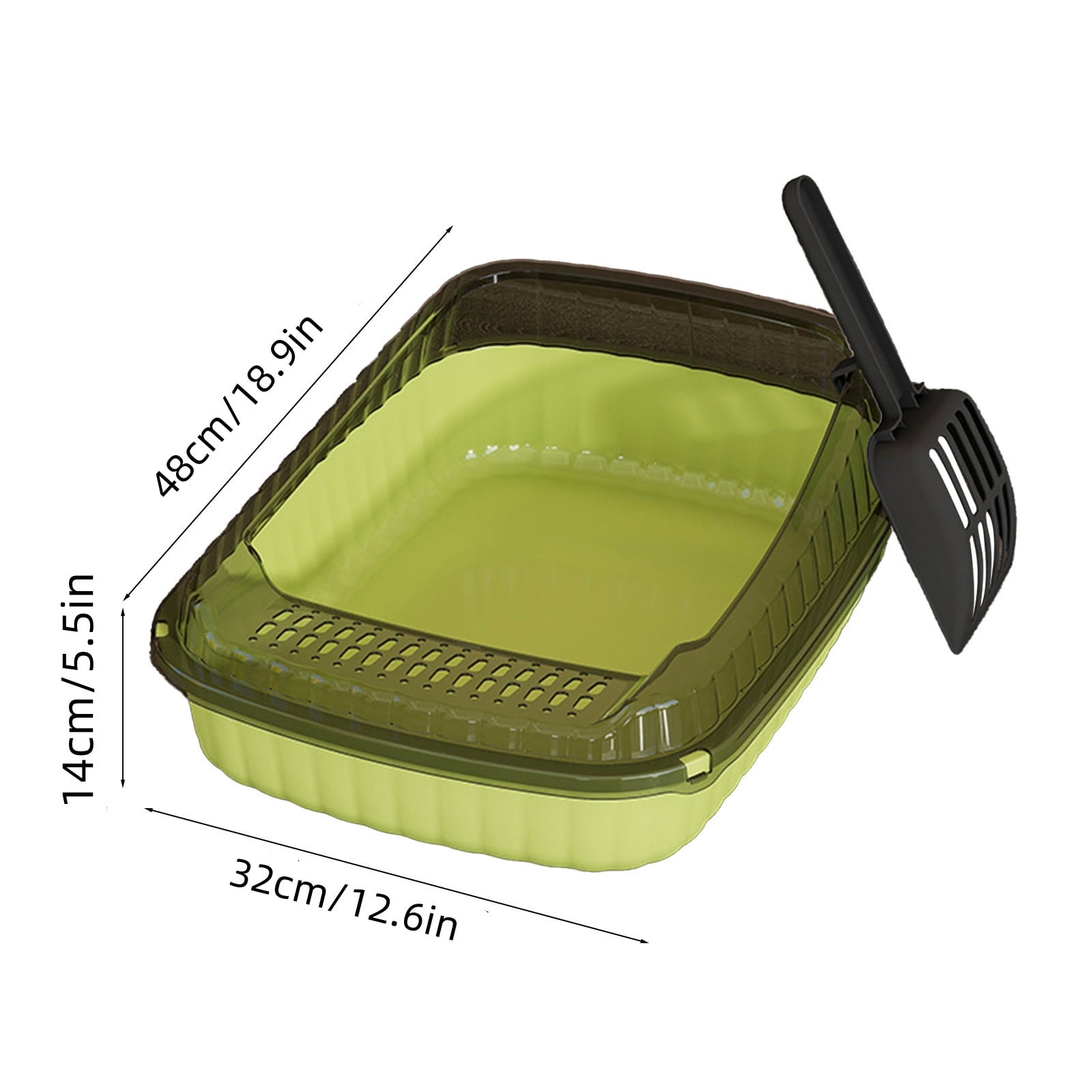 LEFTHIGH Home Semi Enclosed High Side Litter Box 18.9x12.6x5.5 Inch with Splash Proof Design for Large Cats Includes Shovel Gray Green Beige Yellow Black Christmas Kitchen Decor