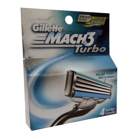P & G Gillette Mach3 Turbo Cartridges, 4 ea