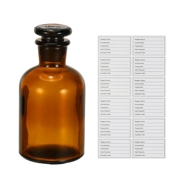 Uxcell 125ml Glass Reagent Bottle, Narrow Mouth Reagent Media Storage Bottle with Ground Stopper for Lab Water Reagent Liquids Chemistry Science Vase Perfume, Brown(4.4 oz)