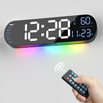 Hansang Digital Wall Clock with Remote Control, Auto-Dimming and 9 Colors, The Large Digital Clock Features a 13.7-In Wide Display
