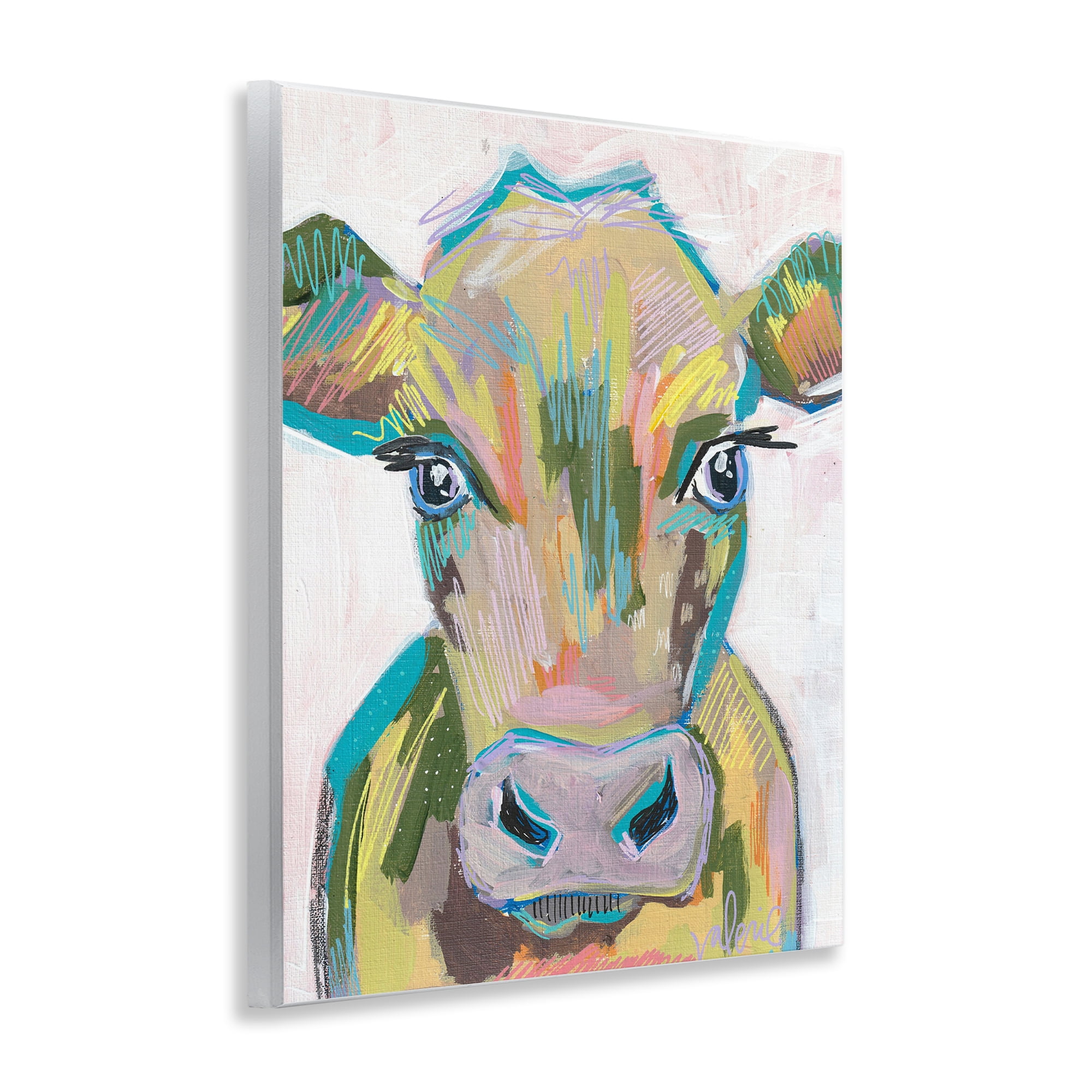 Stupell Industries Vivid Cow Visage Animals & Insects Painting Unframed Art Print Wall Art, 11 x 14
