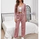 thumbnail image 4 of Traje de salón Waffle de manga larga, 2 piezas para mujer Waffle Pantalones de manga larga para mujer Ropa de estar por casa Traje de uso doméstico de color puro para mujer Ultra Responsivo, 4 of 7