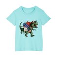 thumbnail image 3 of GERsome Toddler Boys Girls Short Sleeve Shirts Summer Cotton Casual Dinosaur Graphic Crewneck Tshirt, Sizes 3-10 Years, Light Blue/7-8 Years, 3 of 5