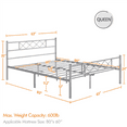 thumbnail image 3 of SMILE MART X-Design Headboard & Footboard Metal Queen Bed, Silver, 3 of 10