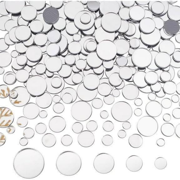 250pcs 5 Size Mirror Tiles Mini Acrylic Round Mirror Self-Adhesive Circle Craft Mirror Tiles for Home Decoration Jewelry Making DIY Projects Supplies 5.5/7.5/9.5/11.5/14.5mm for diy