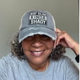 thumbnail image 2 of Not Slim Kinda Shady Distressed Laser-Engraved Leather Patch Casual Snapback Hat, Dark Gray, 2 of 4