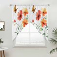 thumbnail image 2 of Swag Valance Curtains for Windows, Orange Red Flowers Light Filtering Kitchen Curtains with Rod Pocket, Watercolor Rustic Pastoral Botanical Window Treatment Valances for Living Room, 36x36 - 2 PCS, 2 of 9