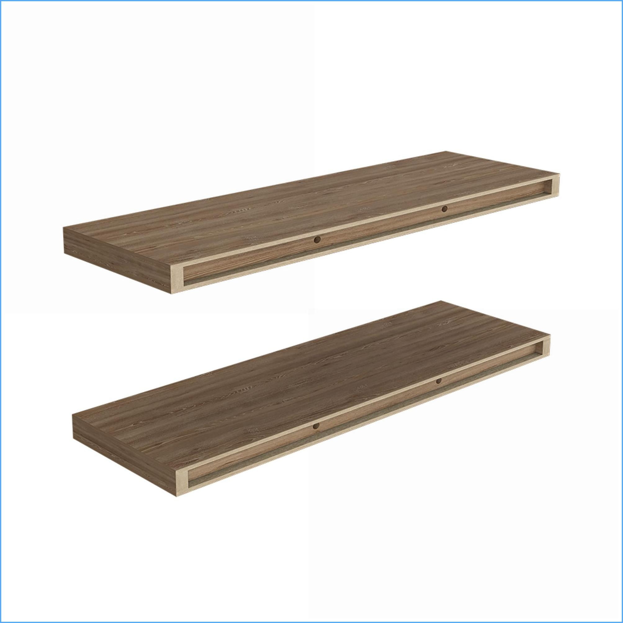 Floating Shelves Set of 2 | Modern Beige Engineered Wood | Wall-Mounted