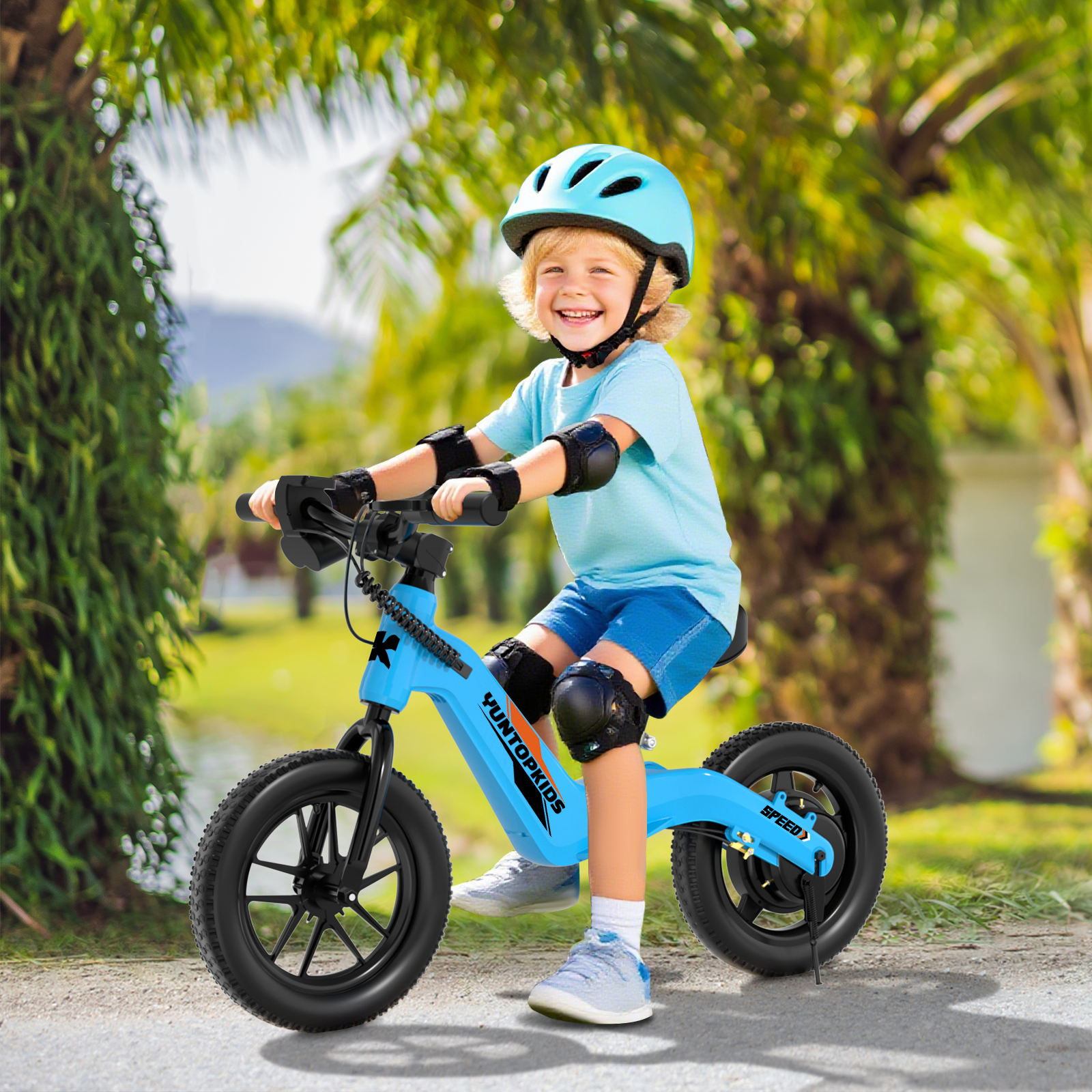 QUIKRA Electric Balance Bike for Kids, 12-Inch Tires, 5.6/9 mph, Adjustable Seat, up to 4.9 Miles, 3 Speed Settings,Electric Bike for Kids Ages 3–5,Blue