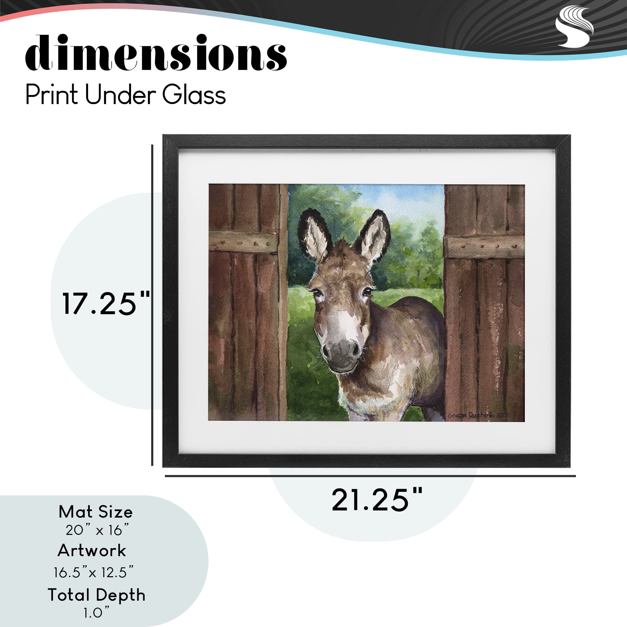 Stupell Industries Donkey in Wooden Gate Black Framed Print Under Glass, design by George Dyachenko