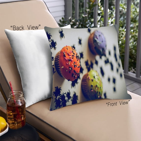 Ahgly Company Foods Cupcake Outdoor Throw Pillow, 18 inch by 18 inch