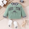 thumbnail image 2 of Emitonse Toddler Baby Girls T Shirts Girls' Casual Comfortable Long Sleeved Pullover With Letter Print Color At The Cuffs Green,Size 9-12 Months, 2 of 5