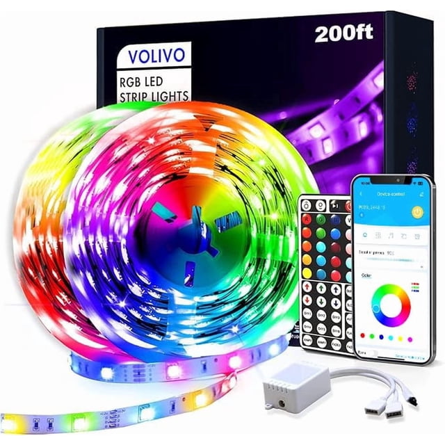Tira de luces LED VOLIVO 60 m con sincronización de música Bluetooth controlada por aplicación
